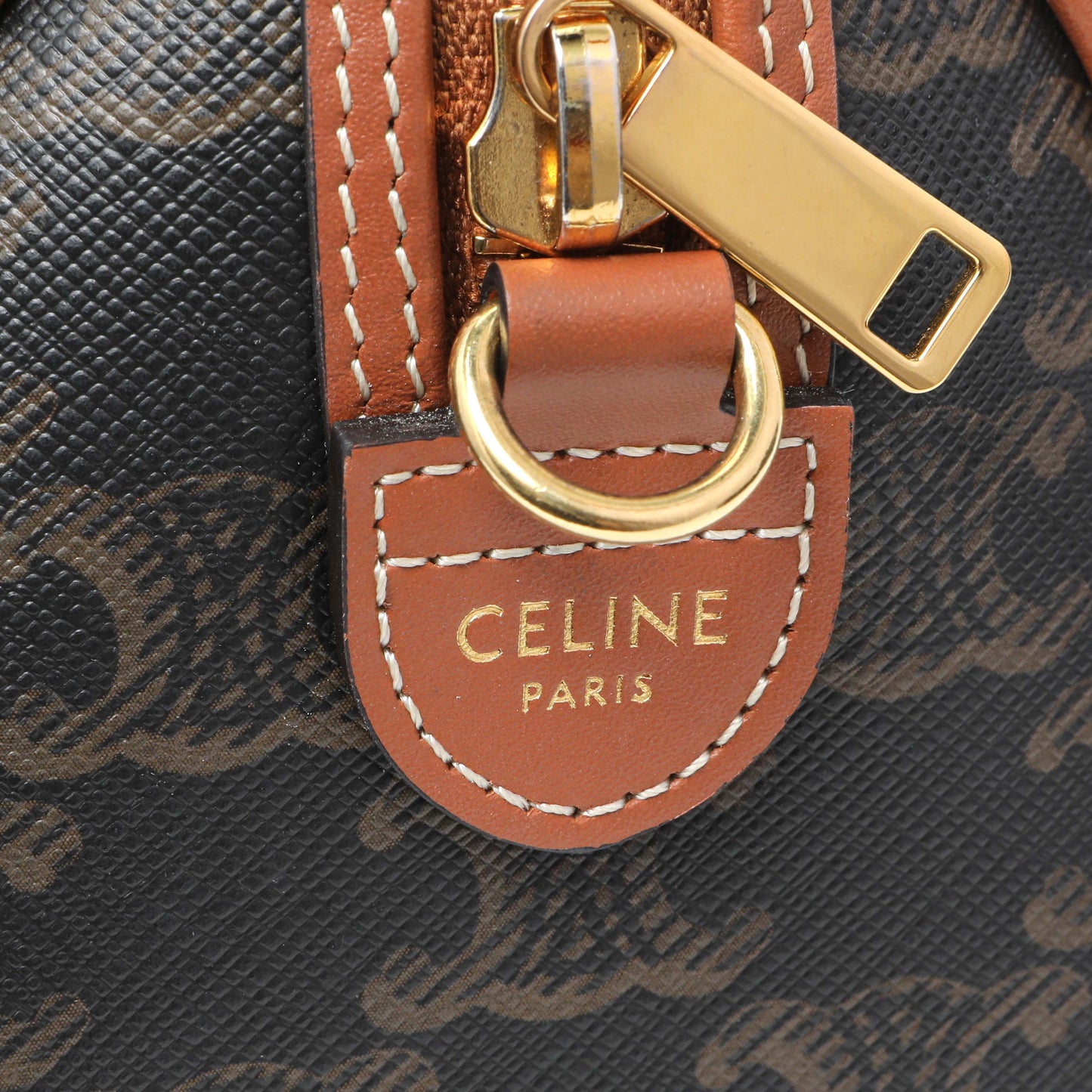 Exclusive Celine Triomphe Canvas Small Boston Bag — Detail View