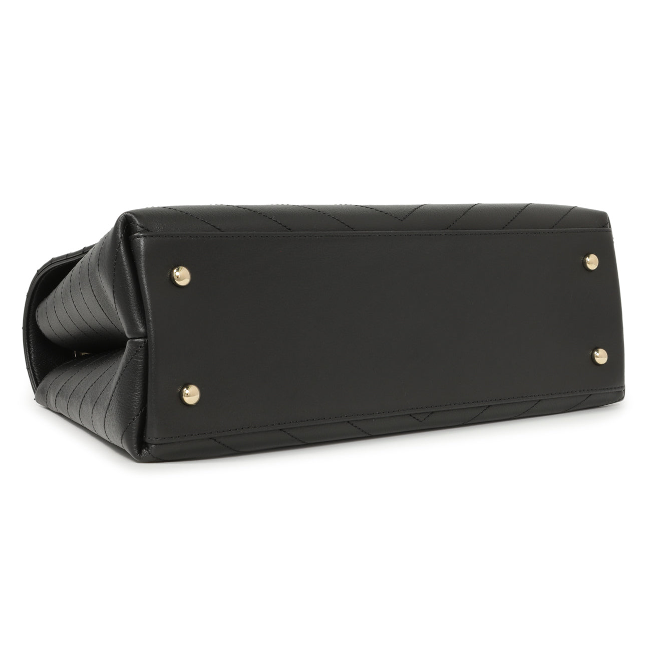 Exclusive Chanel Black Calfskin Medium Chevron Chic Top Handle Flap — Back View