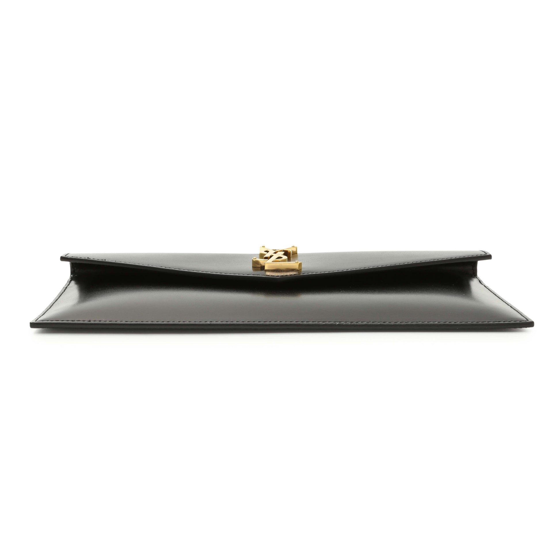 Exclusive Saint Laurent Black Smooth Shiny Calfskin Monogram Uptown Pouch — Back View