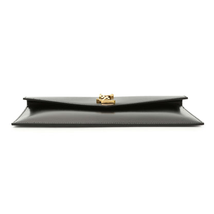 Exclusive Saint Laurent Black Smooth Shiny Calfskin Monogram Uptown Pouch — Back View