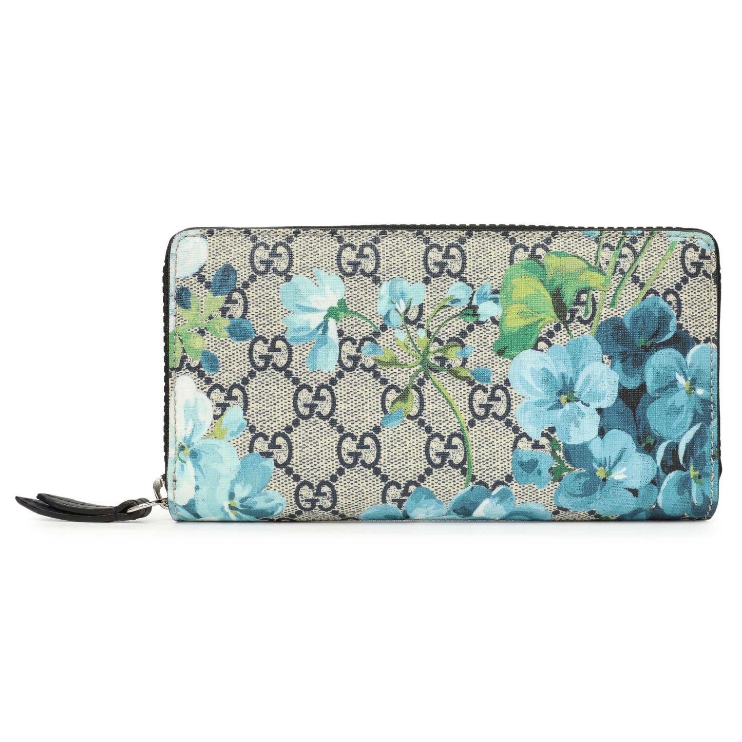 Exclusive Gucci GG Supreme Monogram Blooms Zip Around Wallet — Front View