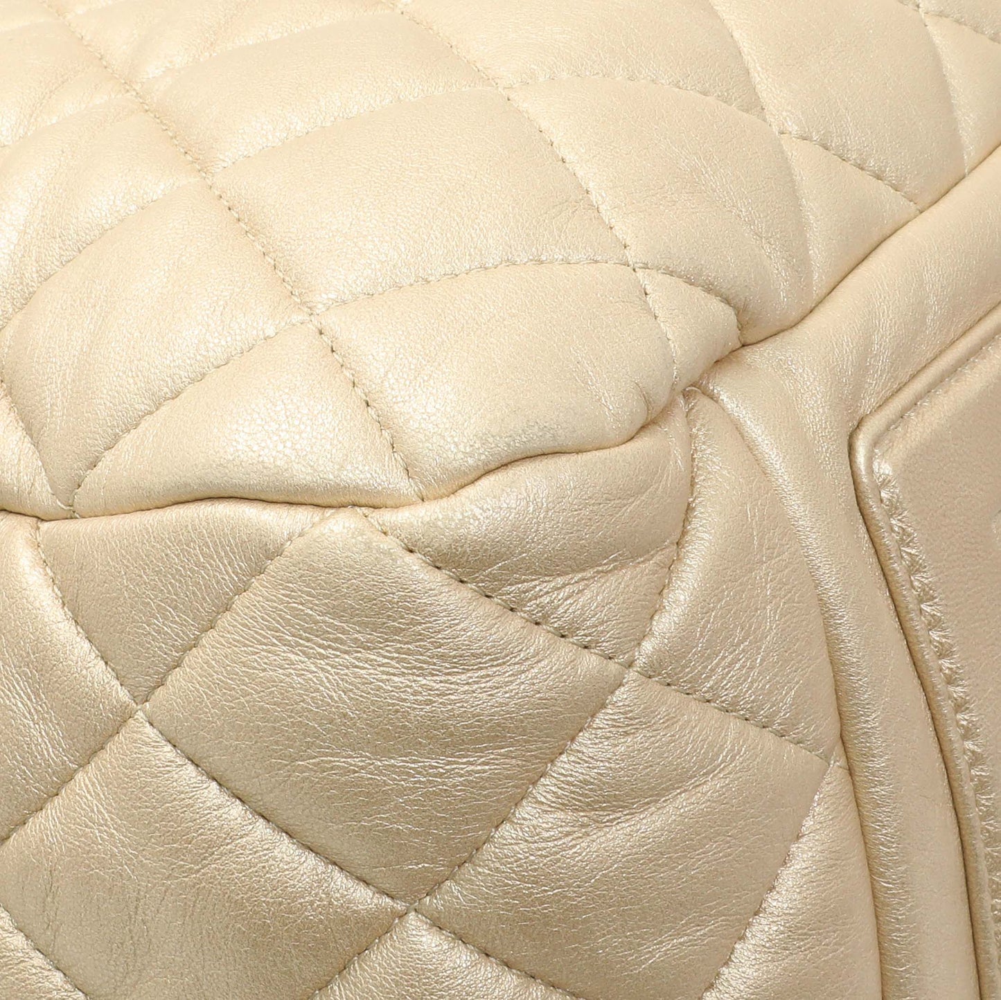 Exclusive Chanel Light Gold Quilted Lambskin Coco Cocoon Bowler — Top View
