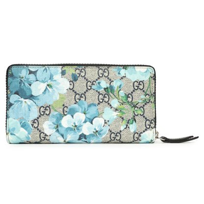 Exclusive Gucci GG Supreme Monogram Blooms Zip Around Wallet — Side View