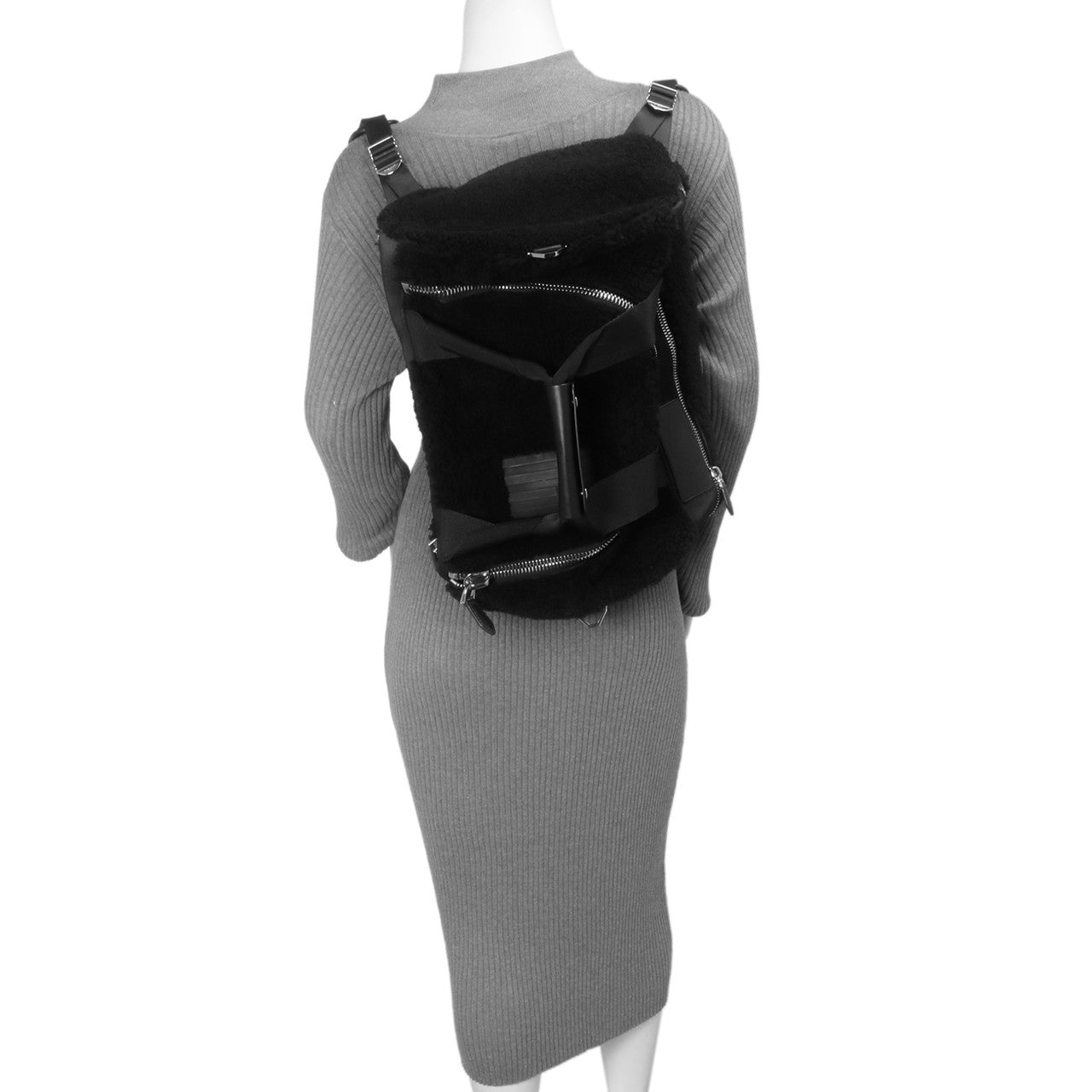 Exclusive Givenchy Black Shearling Duffle Backpack — Alternate View 7