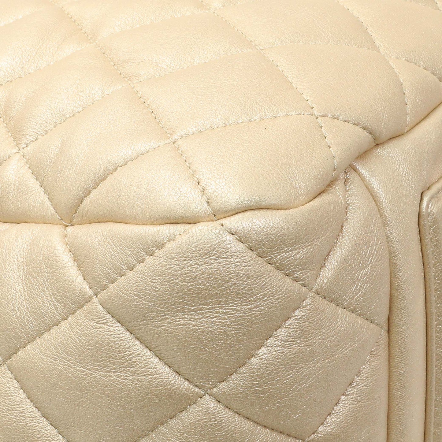 Exclusive Chanel Light Gold Quilted Lambskin Coco Cocoon Bowler — Lifestyle View