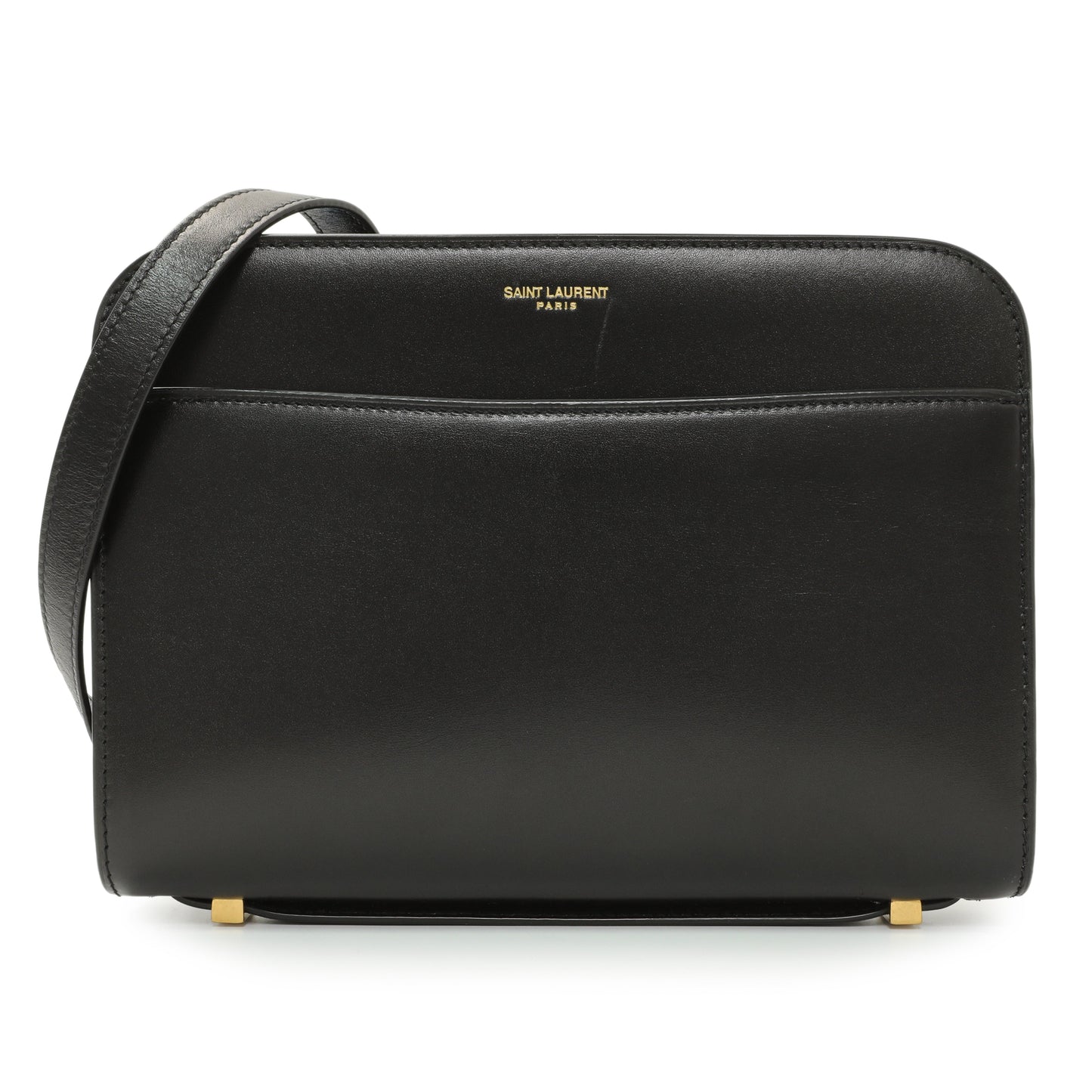 Exclusive Saint Laurent Black Calfskin Reverse Satchel — Front View