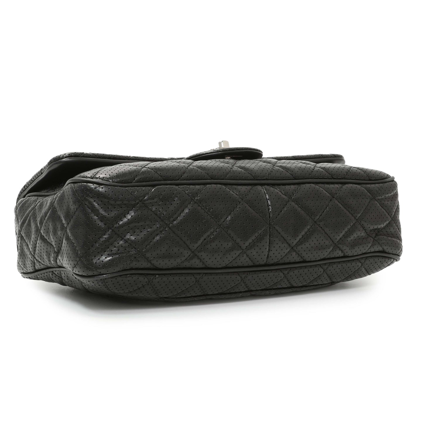 Exclusive Chanel Black Perforated Lambskin Punch Flap — Back View