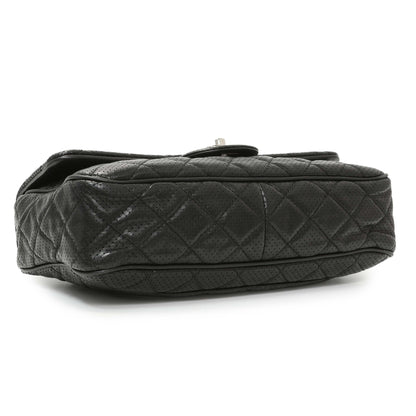 Exclusive Chanel Black Perforated Lambskin Punch Flap — Back View
