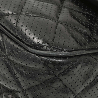 Exclusive Chanel Black Perforated Lambskin Punch Flap — Detail View