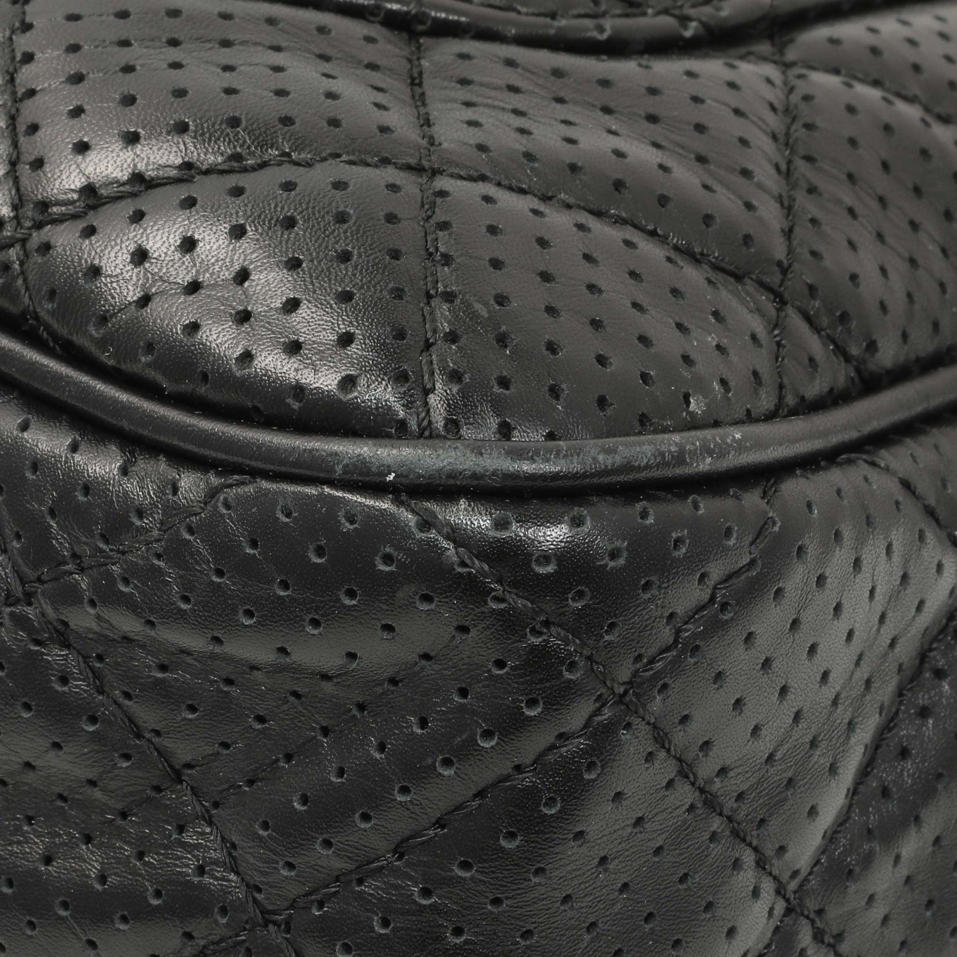 Exclusive Chanel Black Perforated Lambskin Punch Flap — Alternate View 7