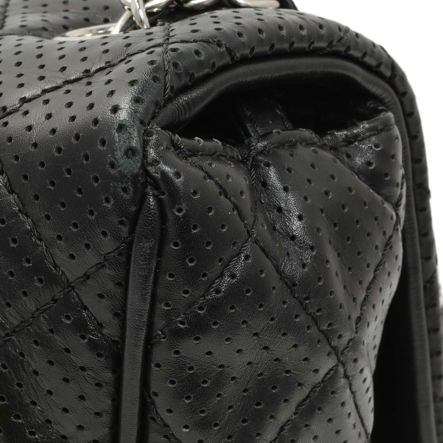 Exclusive Chanel Black Perforated Lambskin Punch Flap — Alternate View 11