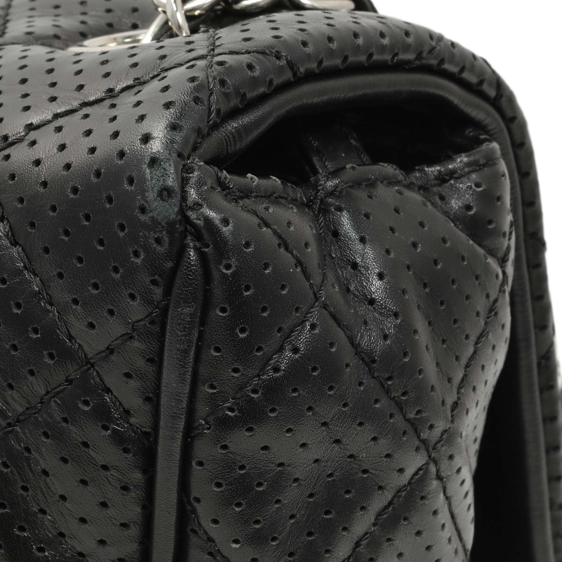 Exclusive Chanel Black Perforated Lambskin Punch Flap — Alternate View 11