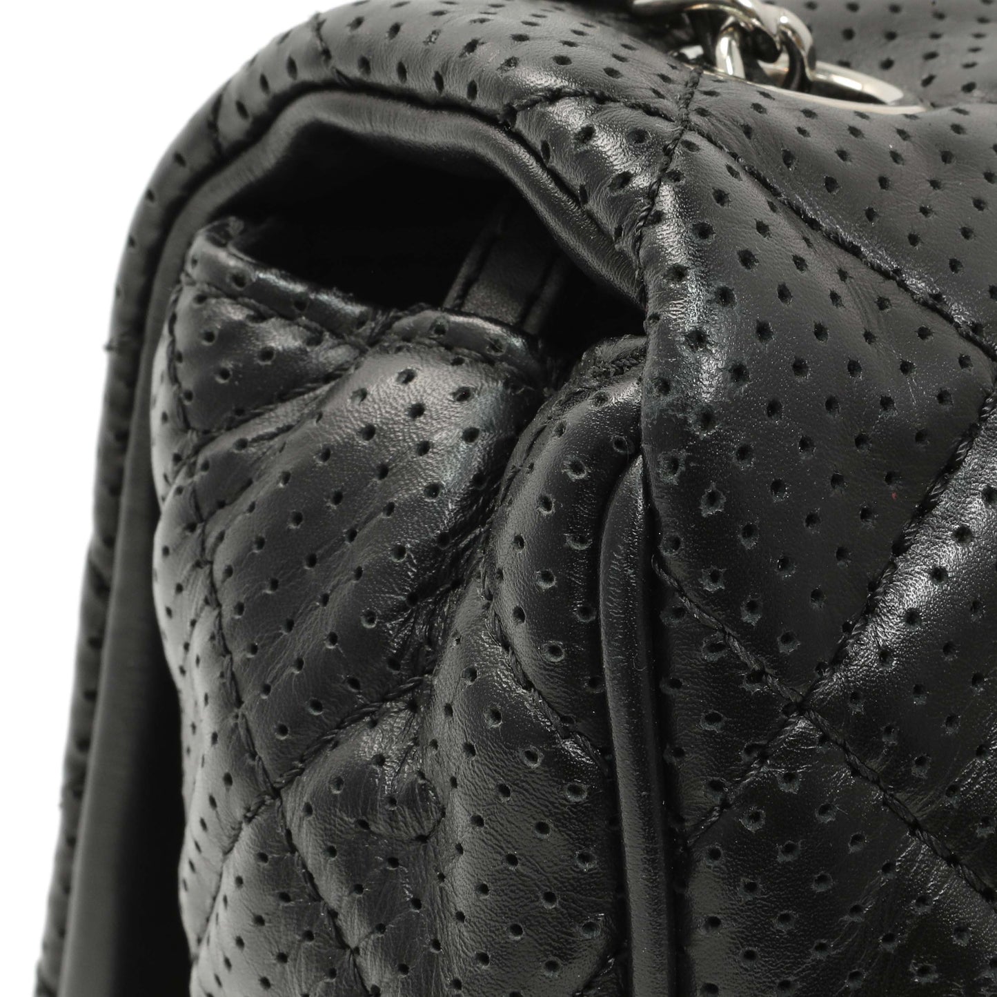 Exclusive Chanel Black Perforated Lambskin Punch Flap — Alternate View 12