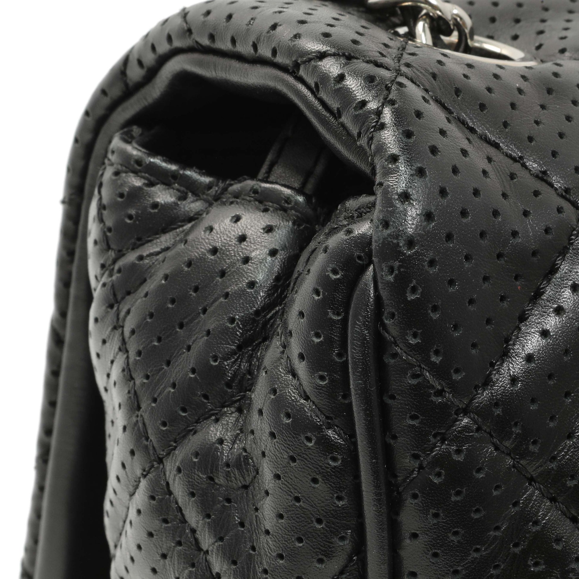 Exclusive Chanel Black Perforated Lambskin Punch Flap — Alternate View 12