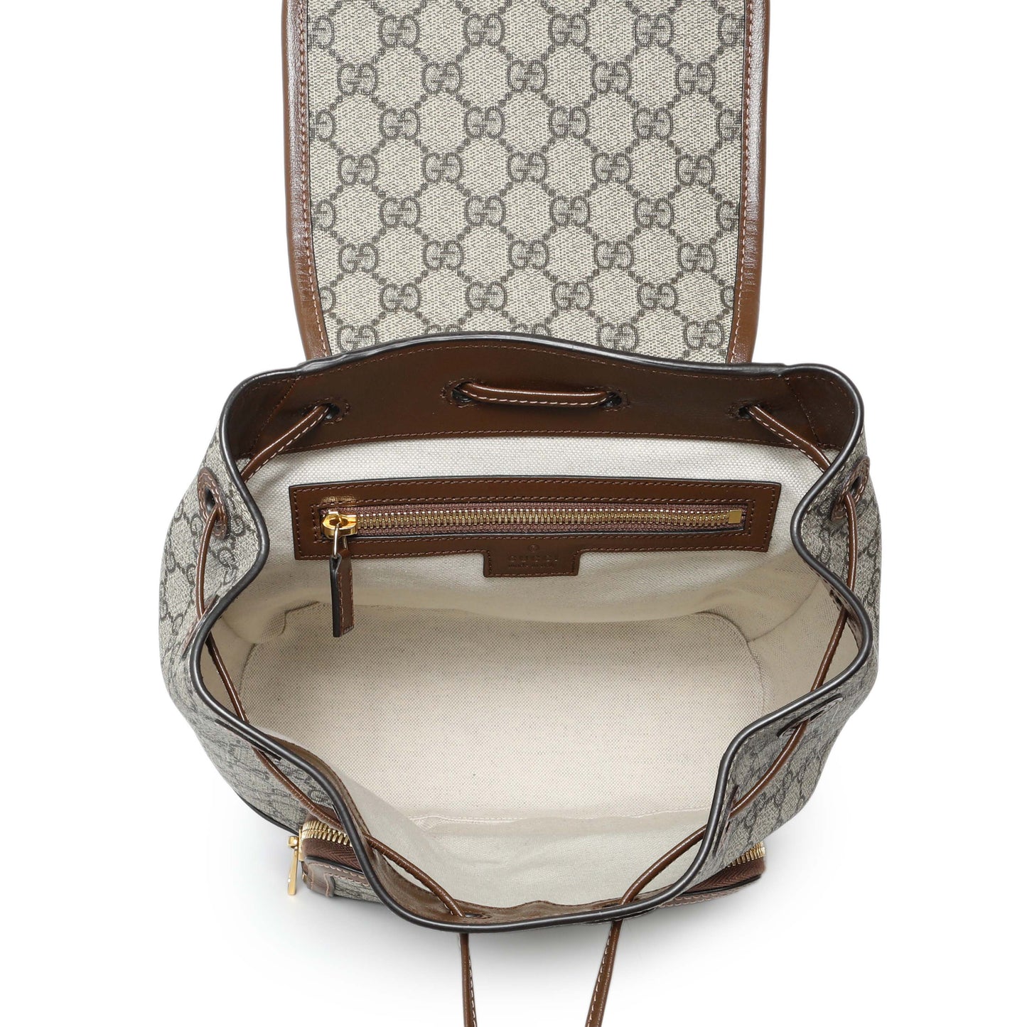 Exclusive Gucci GG Supreme Monogram Azalea Calfskin Retro Interlocking G Buckle Backpack — Top View