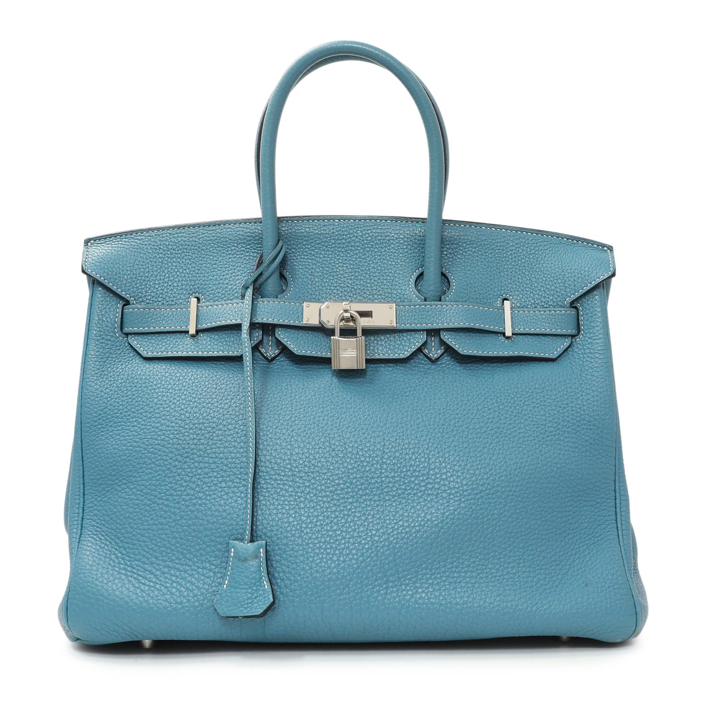Exclusive Hermes Blue Jean Clemence Birkin 35 — Front View