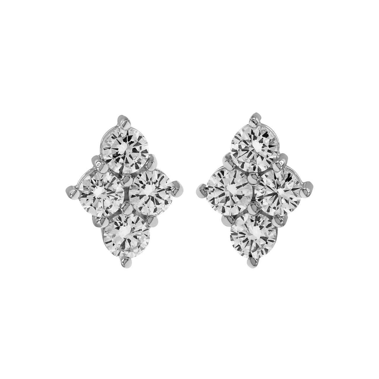 Exclusive 14K White Gold 1.60 Carat Quatrefoil Cluster Diamond Earrings — Front View