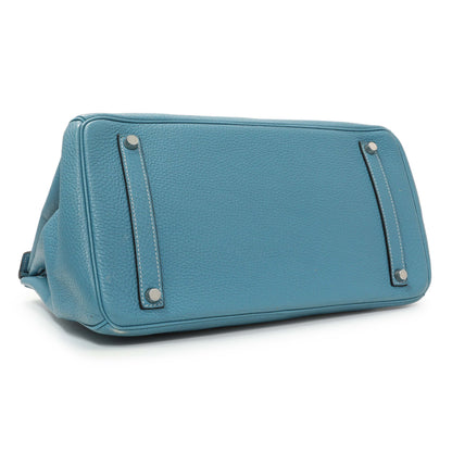 Exclusive Hermes Blue Jean Clemence Birkin 35 — Back View