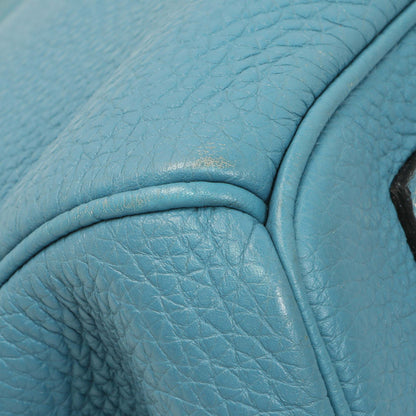 Exclusive Hermes Blue Jean Clemence Birkin 35 — Top View