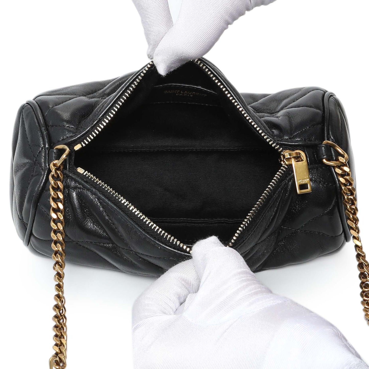 Exclusive Saint Laurent Lambskin Black Sade Tube Bag — Top View
