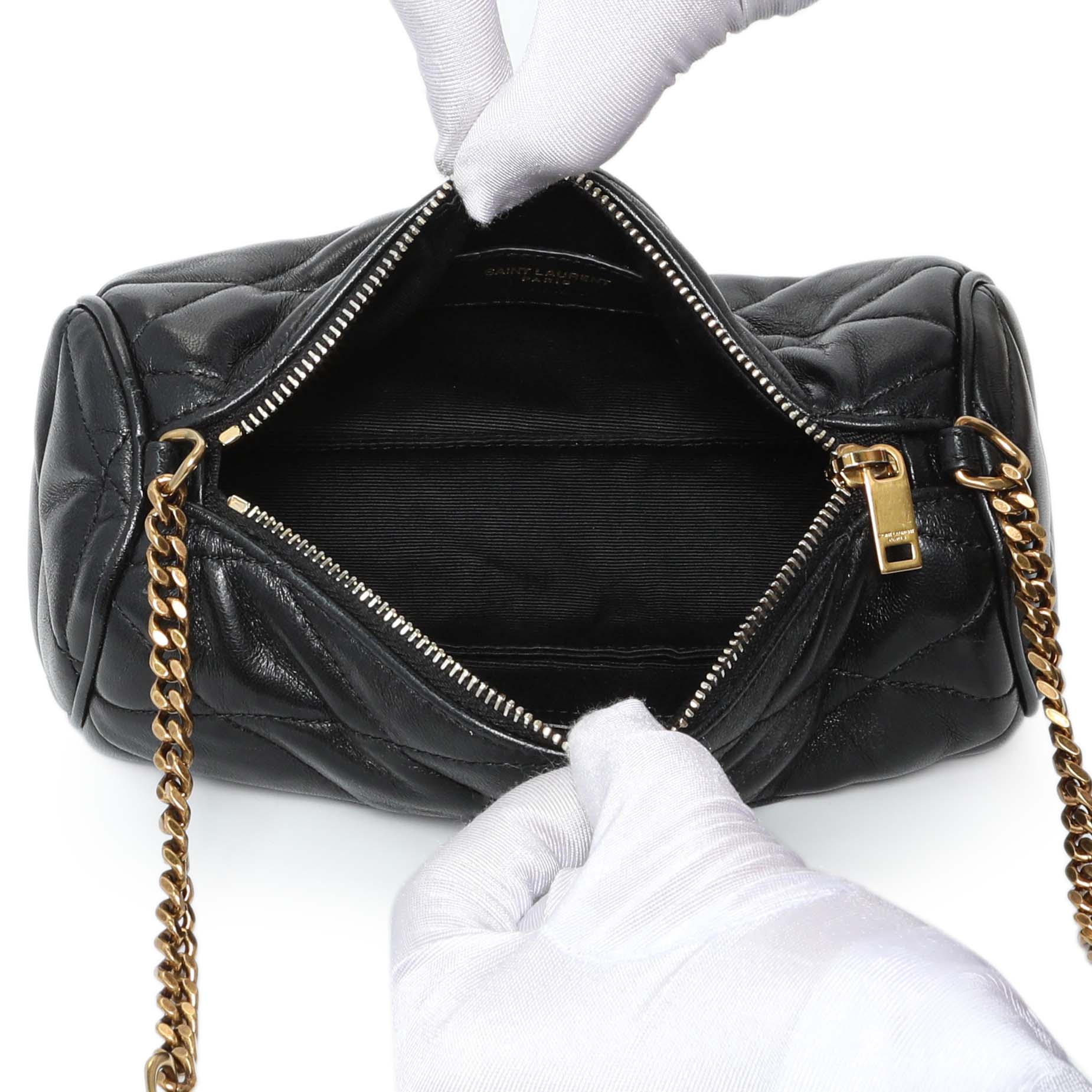 Exclusive Saint Laurent Lambskin Black Sade Tube Bag — Top View