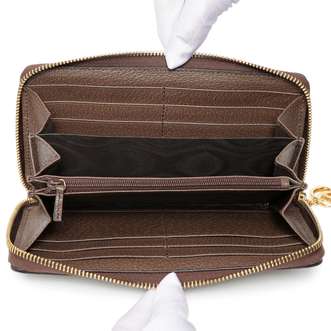 Exclusive Gucci GG Supreme Monogram Web Ophidia Zip Around Wallet — Top View