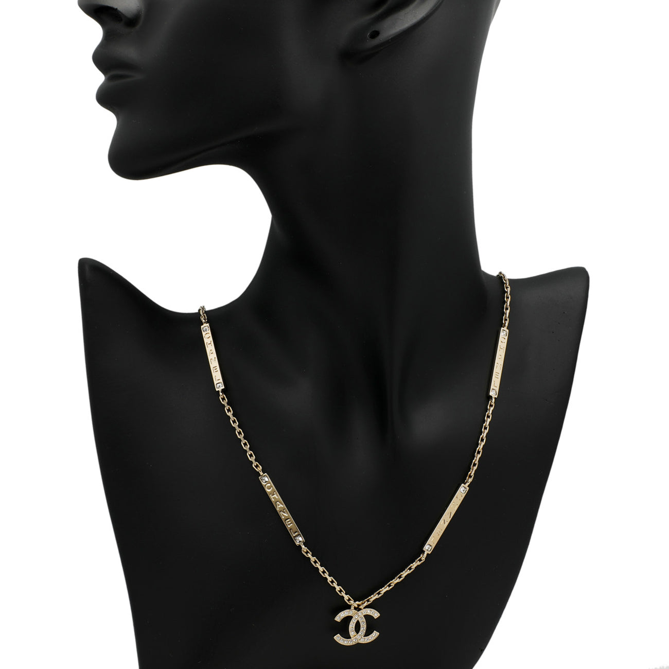 Exclusive Chanel Crystal CC Pendant Necklace — Top View