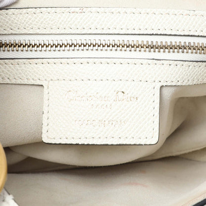 Exclusive Christian Dior White Grained Calfskin Saddle Bag — Detail View