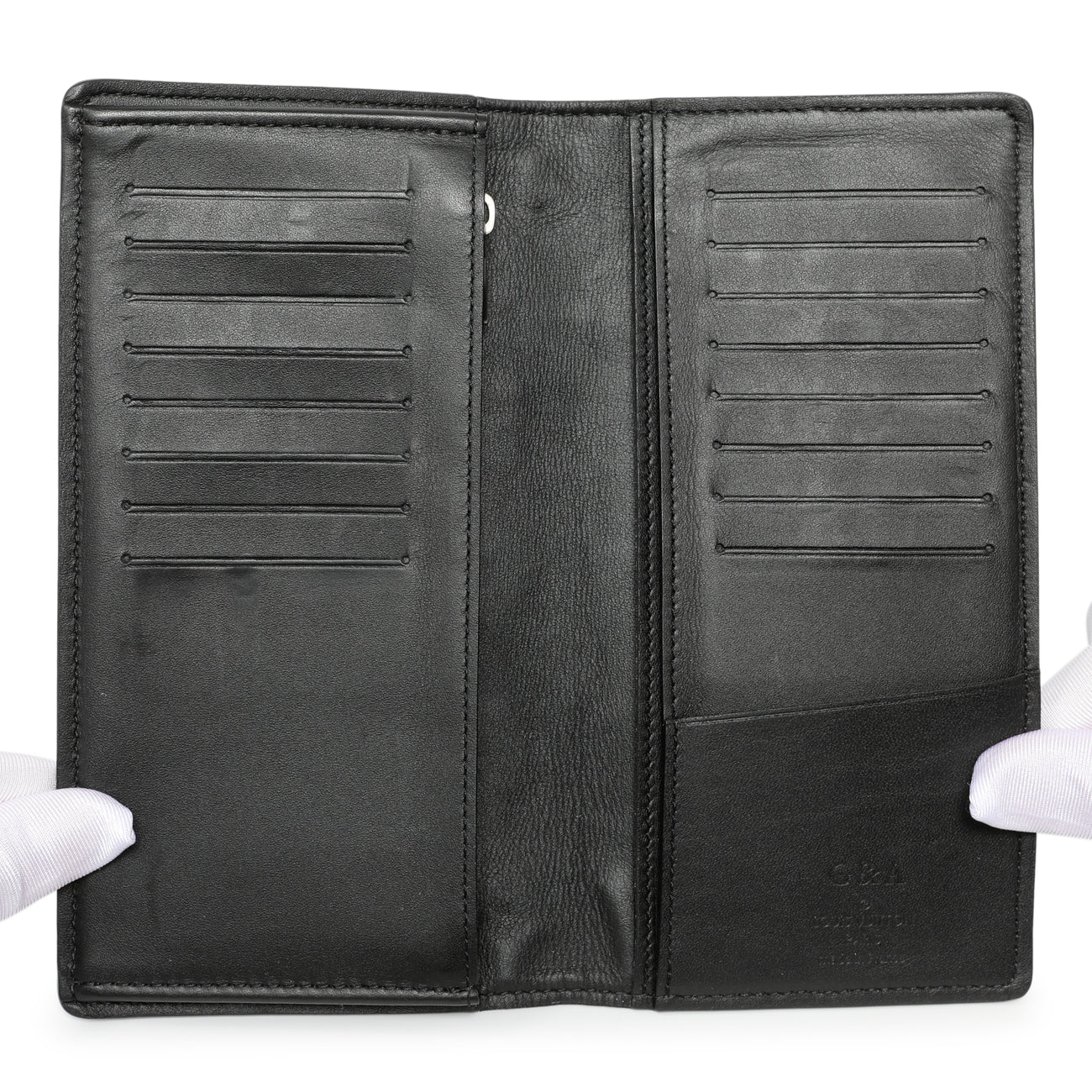 Exclusive Louis Vuitton Black Damier Infini Brazza Wallet — Top View