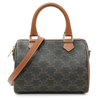 Exclusive Celine Triomphe Canvas Small Boston Bag — Front View
