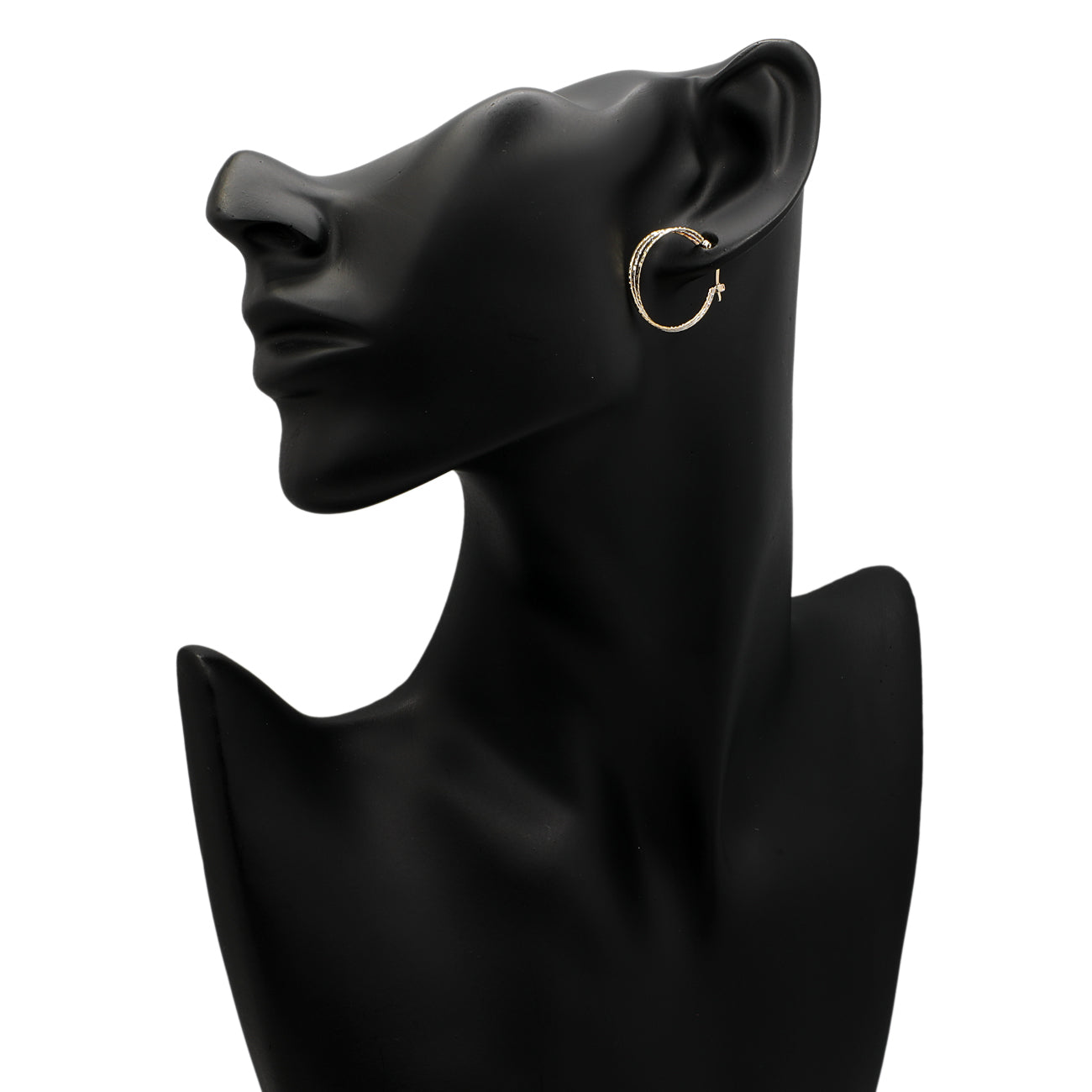 Exclusive 10K Tri-Gold Hoop Earrings — Back View