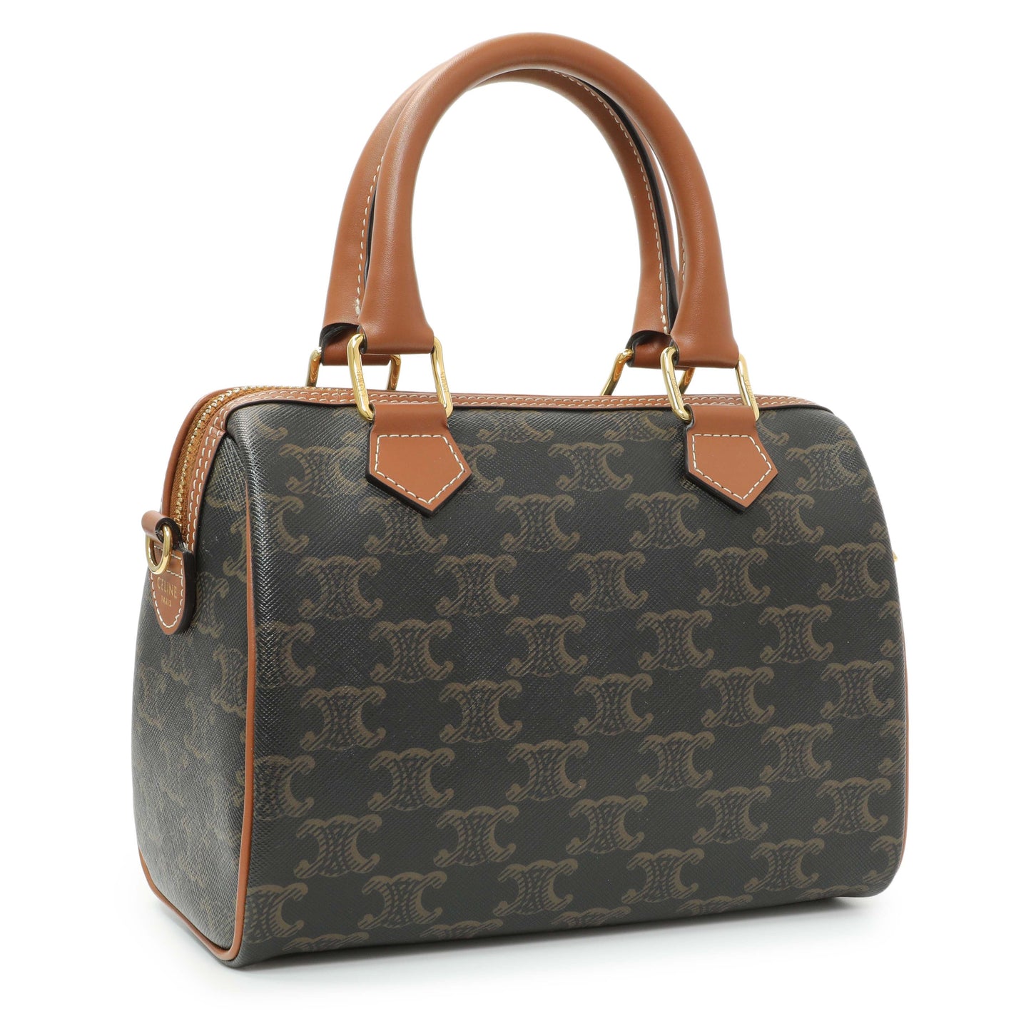 Exclusive Celine Triomphe Canvas Small Boston Bag — Side View