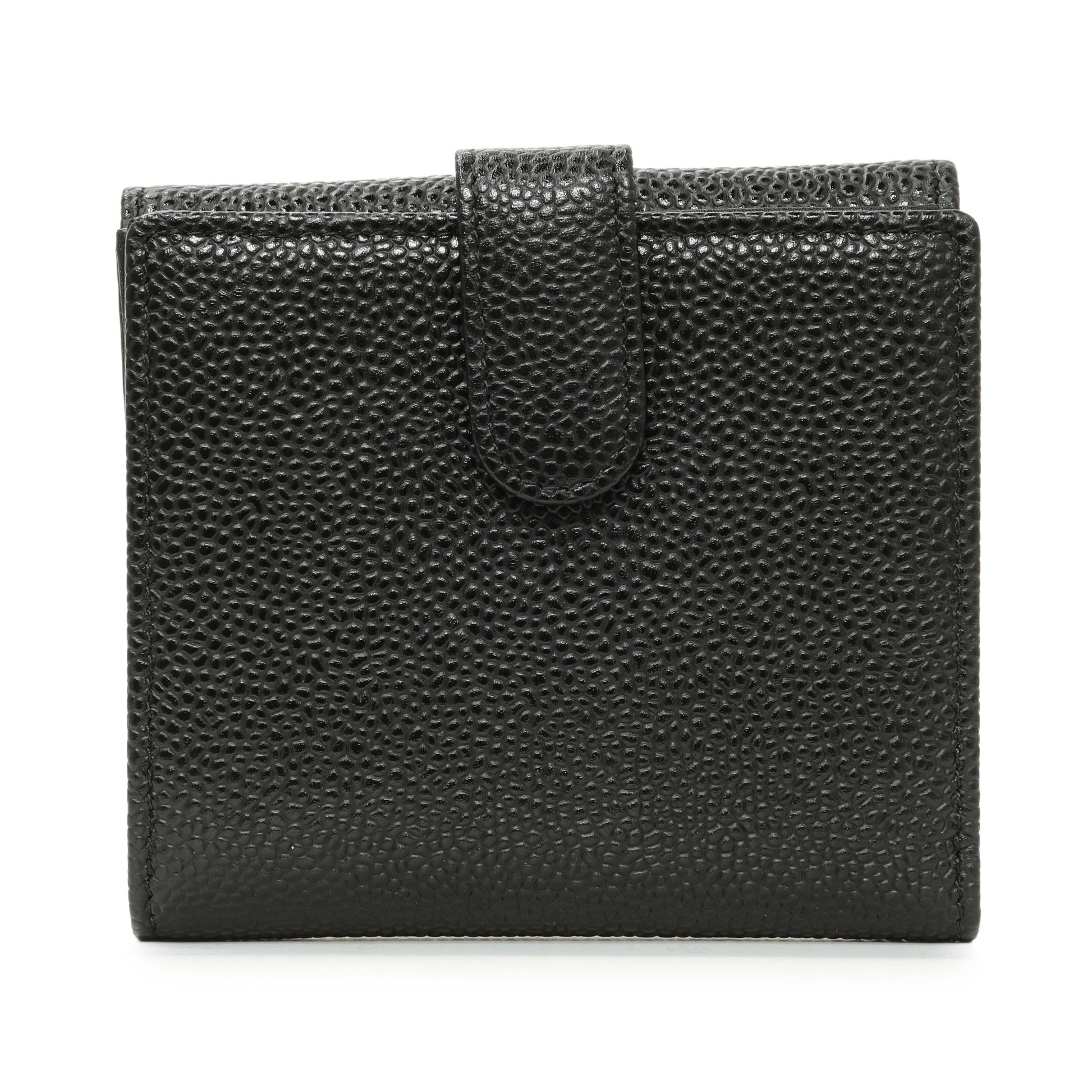 Exclusive Chanel Black Caviar Timeless Compact Wallet — Side View