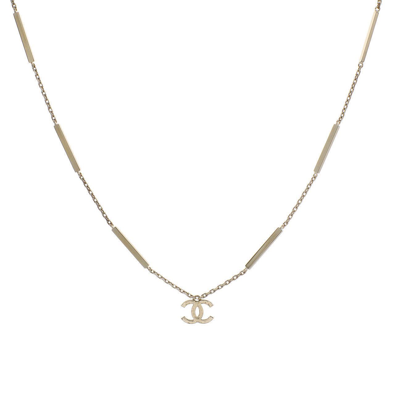 Exclusive Chanel Crystal CC Pendant Necklace — Side View