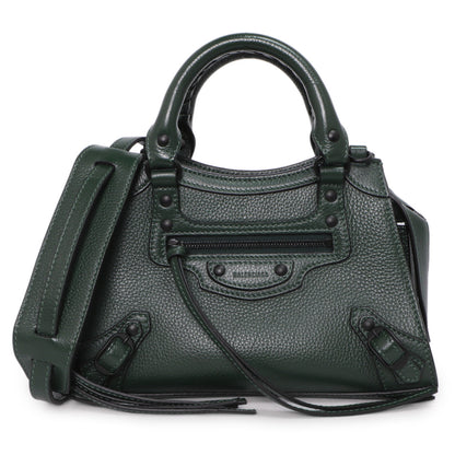 Exclusive Balenciaga Forest Green Calfskin Neo Classic Mini City — Front View