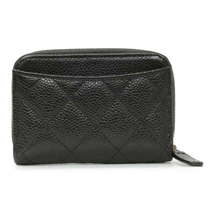 Exclusive Chanel Black Quilted Caviar Zip Coin Purse — Side View