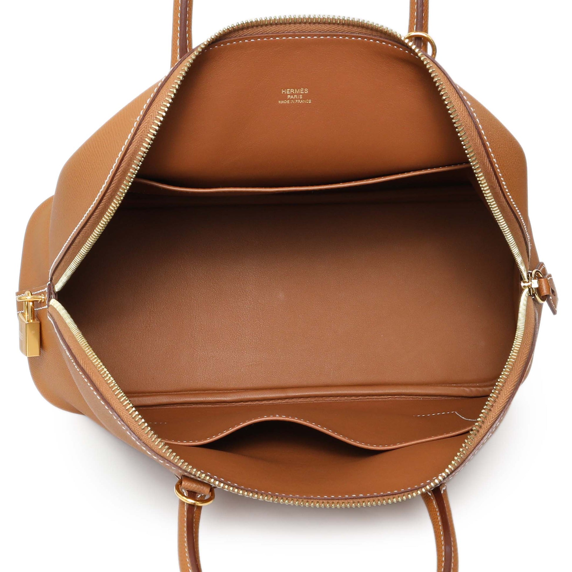 Exclusive Hermes Gold Epsom 1923 Bolide 30 — Top View