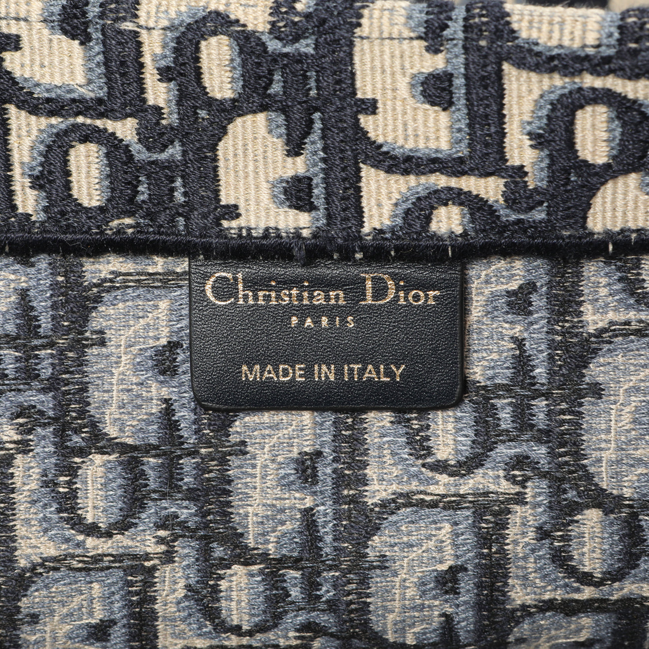 Exclusive Christian Dior Blue Oblique Large Book Tote — Detail View