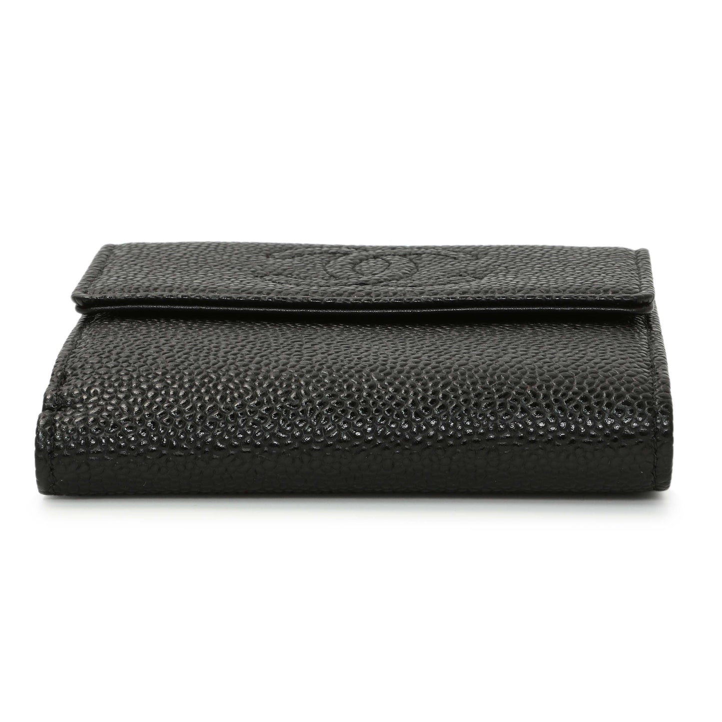 Exclusive Chanel Black Caviar Timeless Compact Wallet — Back View