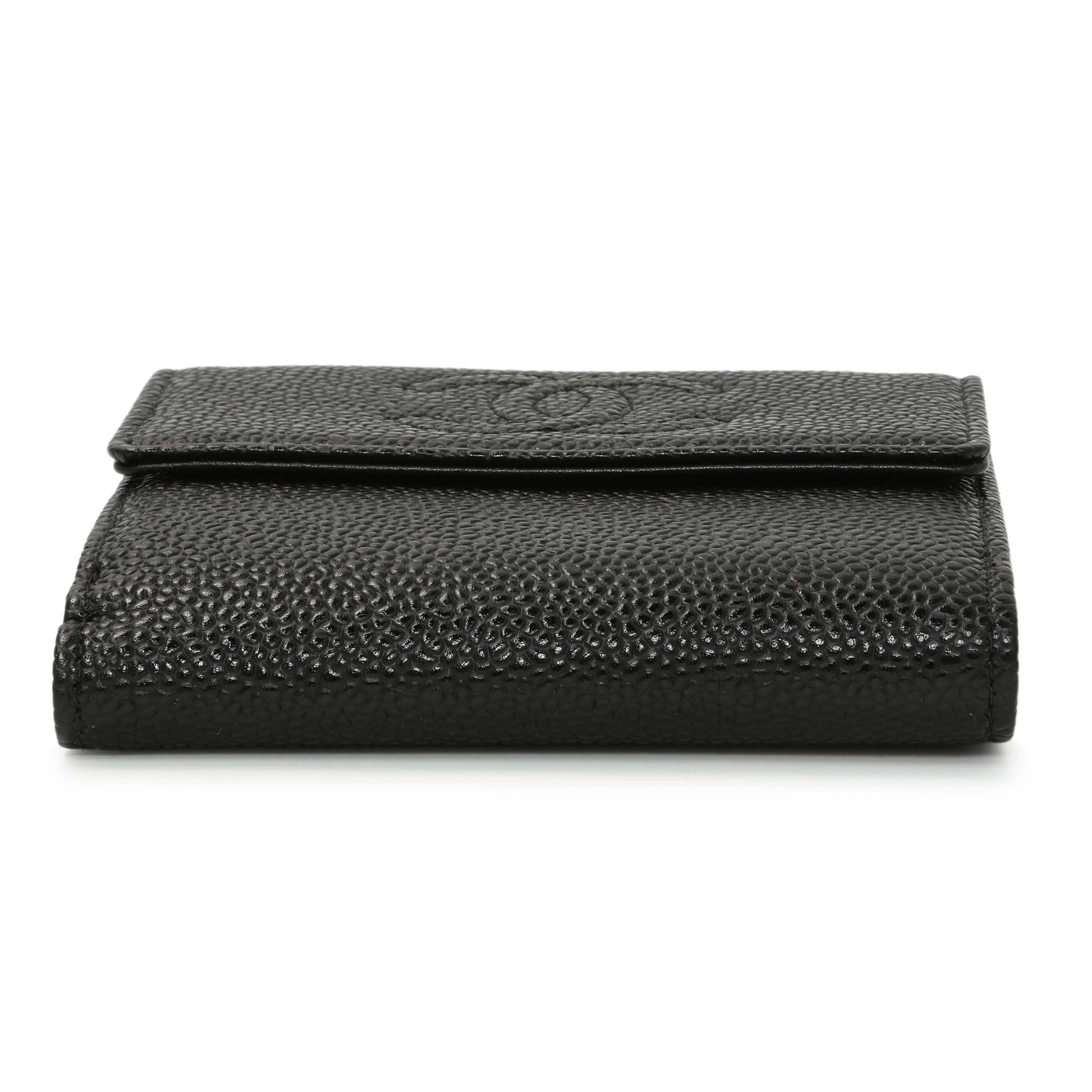 Exclusive Chanel Black Caviar Timeless Compact Wallet — Back View