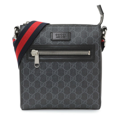Exclusive Gucci GG Supreme Monogram Web Small Flat Messenger Bag — Front View