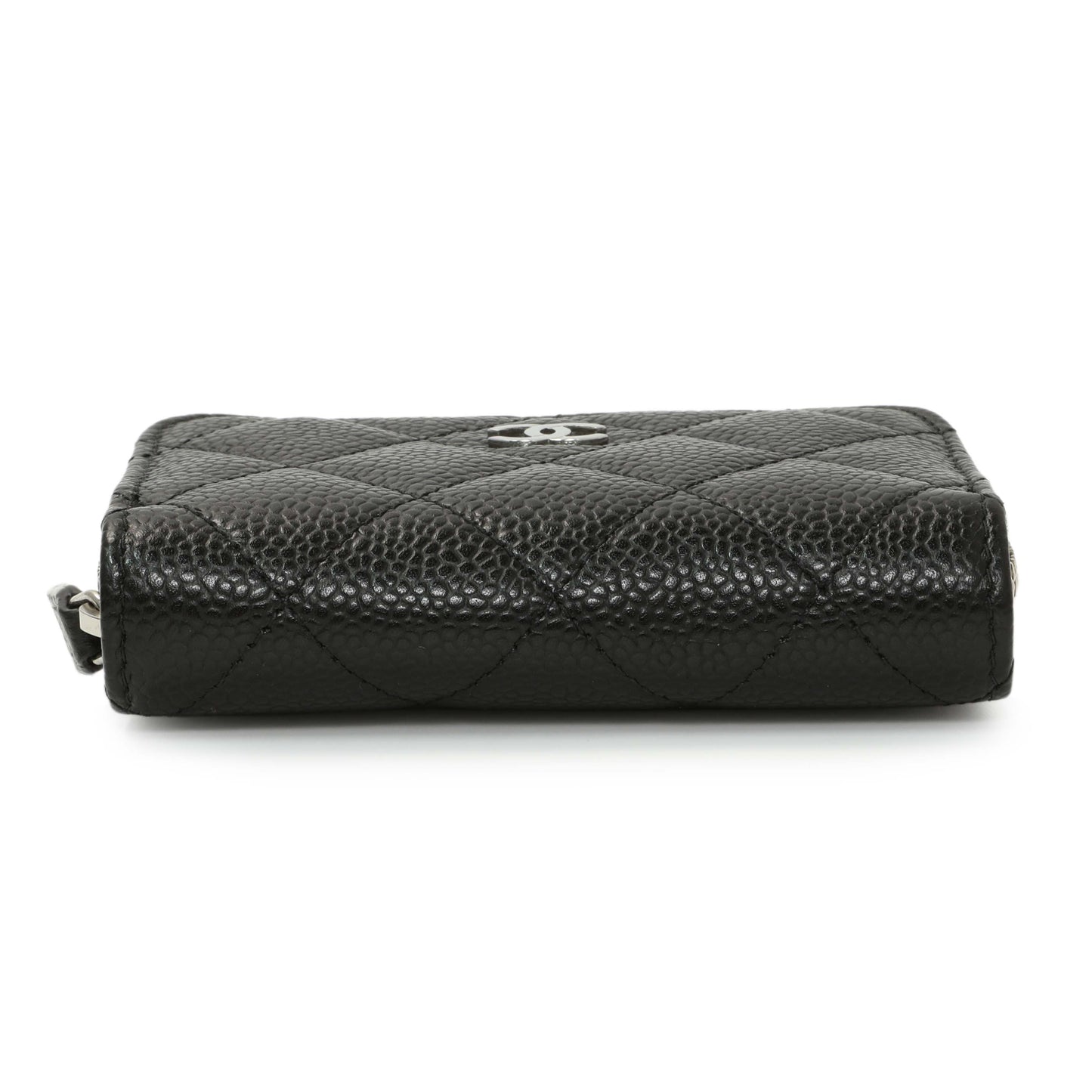 Exclusive Chanel Black Quilted Caviar Zip Coin Purse — Back View