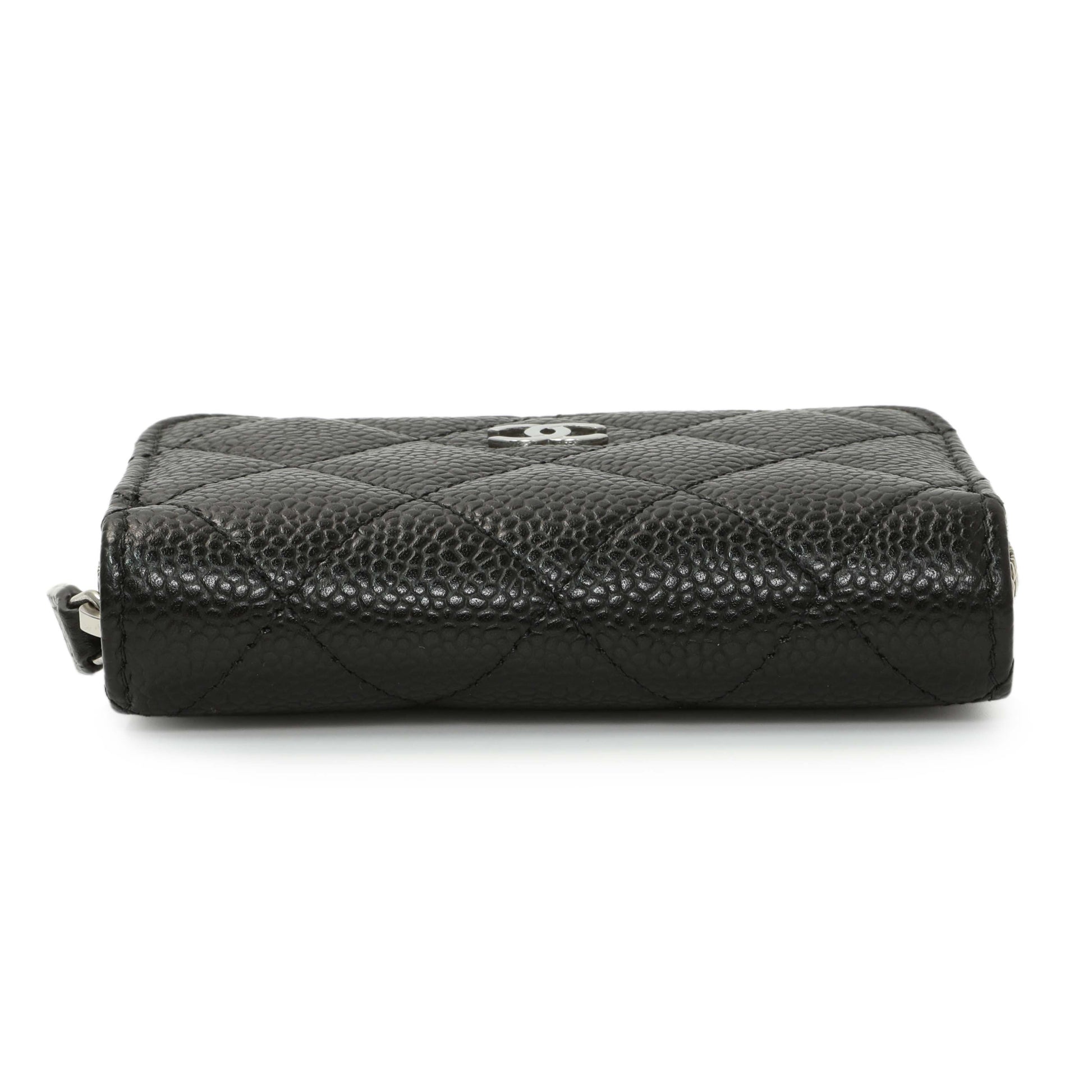 Exclusive Chanel Black Quilted Caviar Zip Coin Purse — Back View