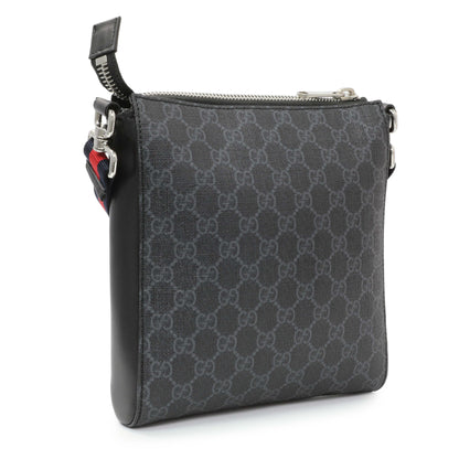 Exclusive Gucci GG Supreme Monogram Web Small Flat Messenger Bag — Side View