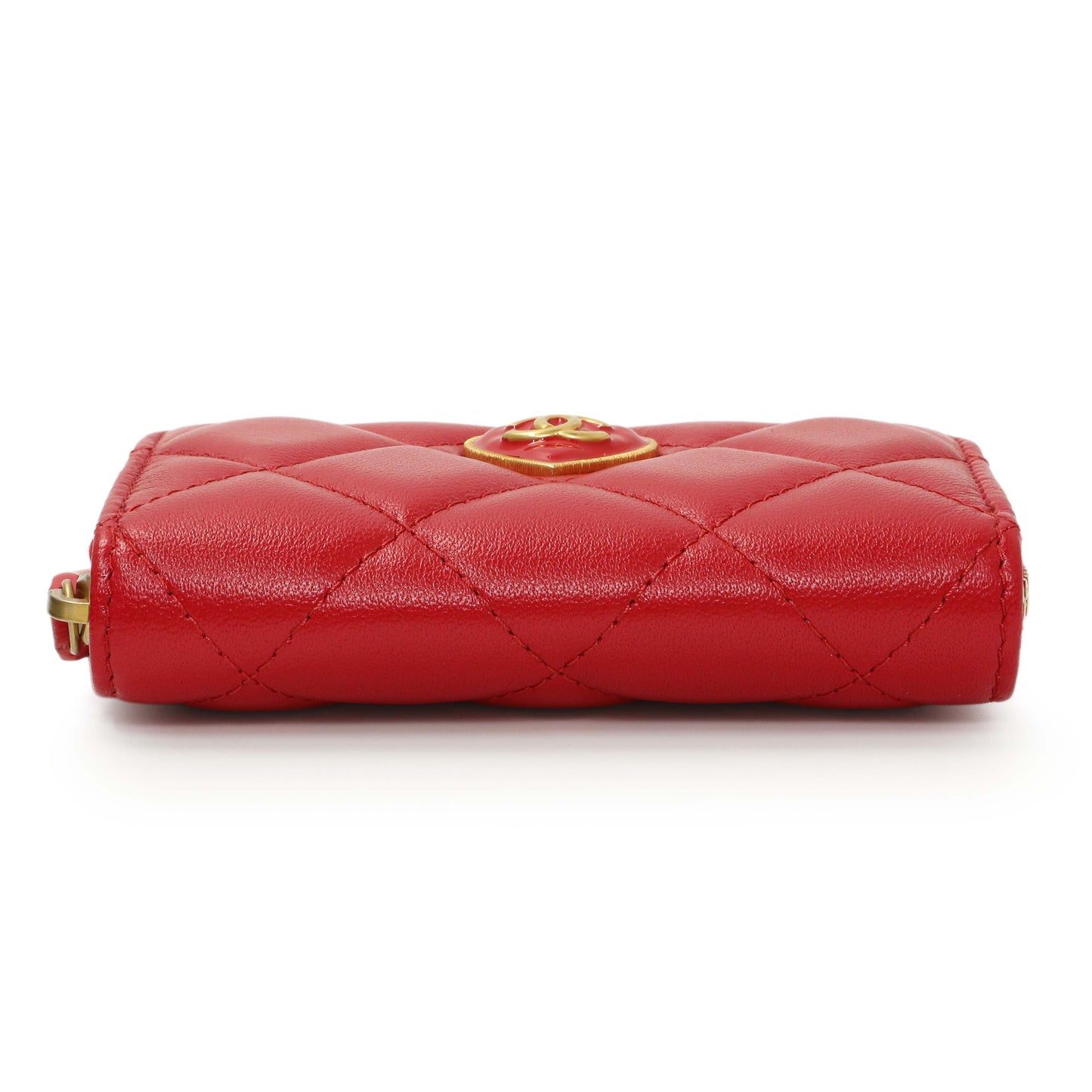 Exclusive Chanel Red Lambskin Coco Love Zip Coin Purse — Back View