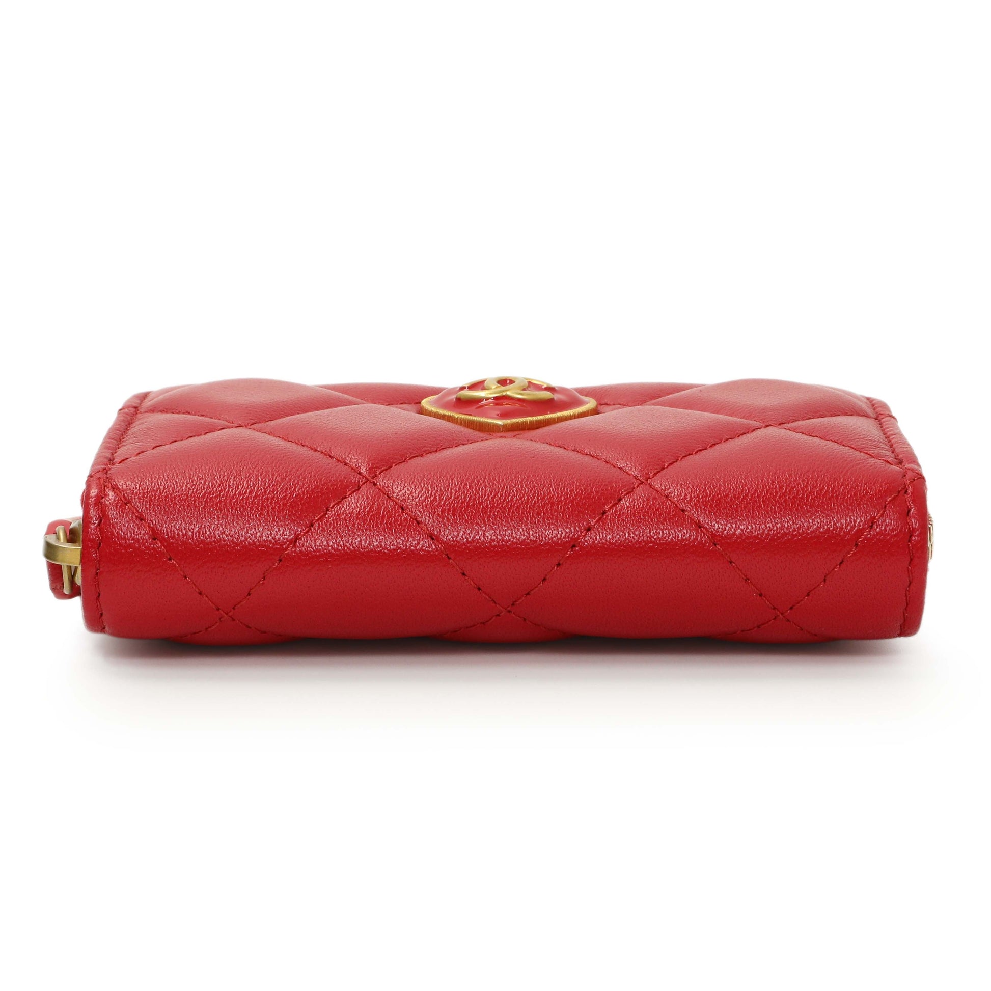 Exclusive Chanel Red Lambskin Coco Love Zip Coin Purse — Back View