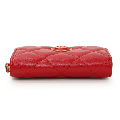 Exclusive Chanel Red Lambskin Coco Love Zip Coin Purse — Back View