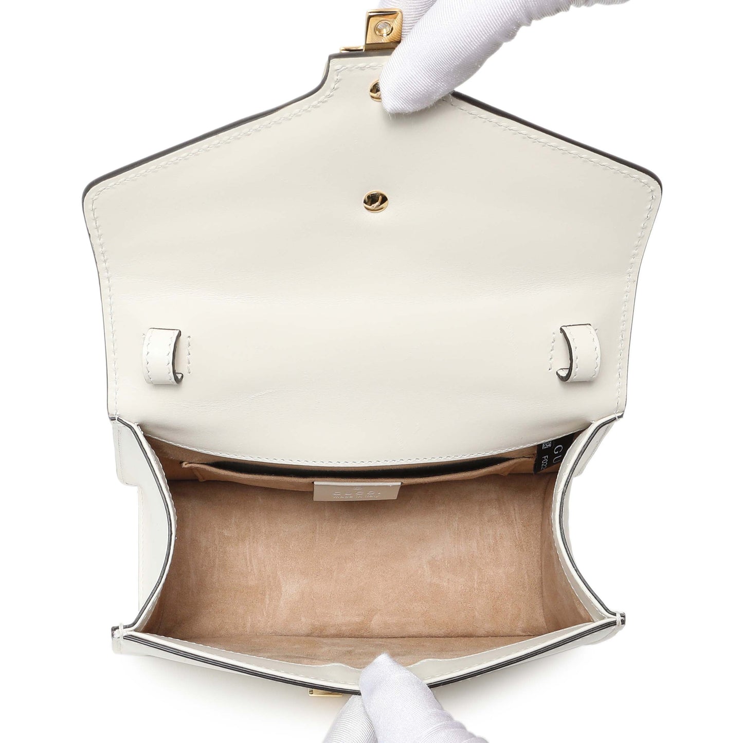 Exclusive Gucci White Calfskin Mini Sylvie Top Handle Bag — Top View