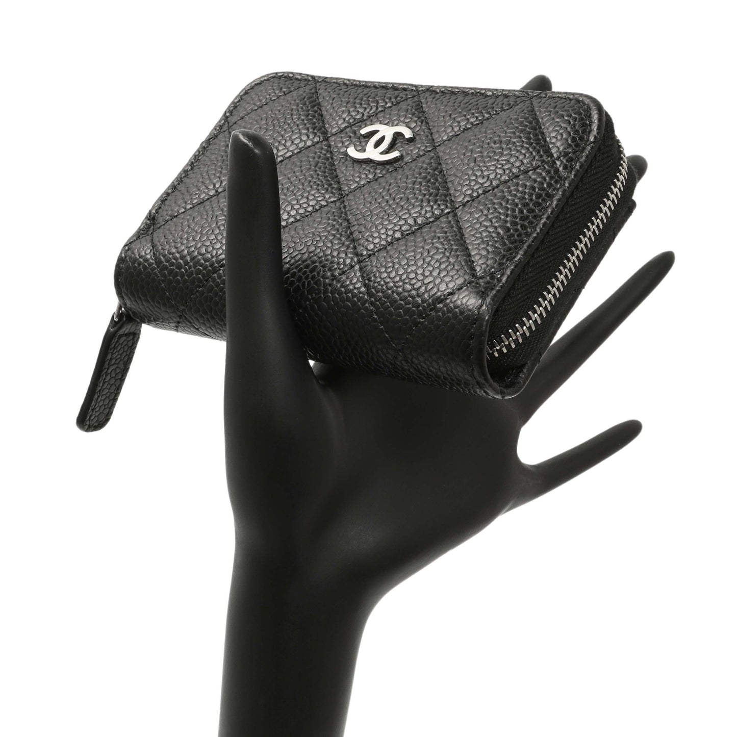 Exclusive Chanel Black Quilted Caviar Zip Coin Purse — Alternate View 7
