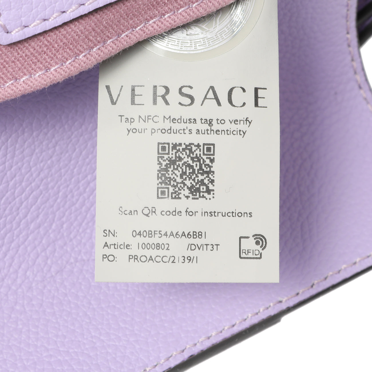 Exclusive Versace Lilac Calfskin La Medusa Small Hobo Crossbody — Lifestyle View